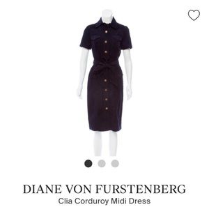 Diane Von Furstenberg Clia Corduroy Navy Dress 10